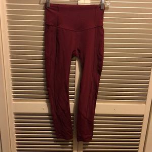 Lululemon All the Right Places Crop in Ruby Wine